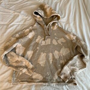 Champion Beige Tie-Dye Cropped Hoodie